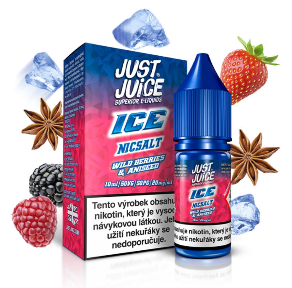 Just Juice Salt ICE Wild Berries & Aniseed (Ledové lesní ovoce s anýzem) 10 ml 11 mg